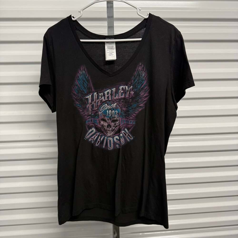 Harley-Davidson women’s v neck 2-Sided Graphic Biker shirt
